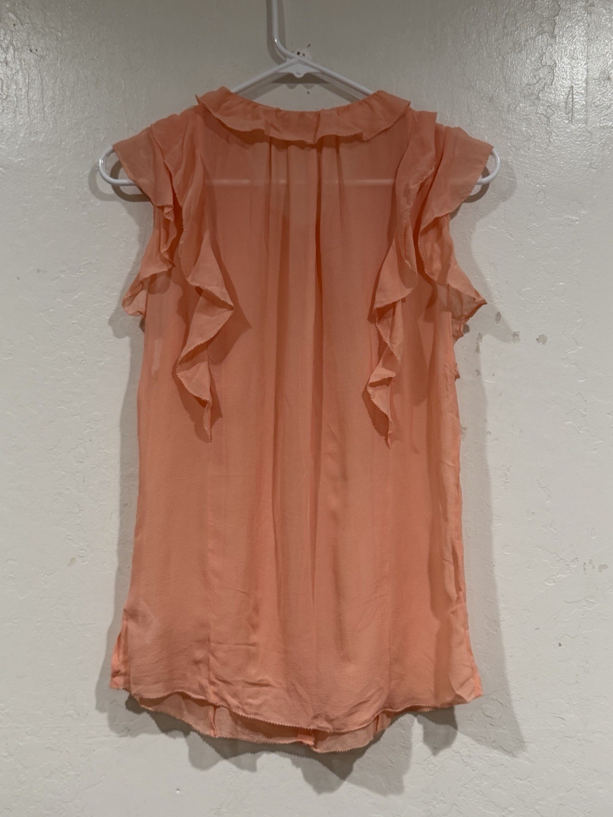 Babaton Aritzia 100% Silk Chiffon Ruffled Top Shirt V-Neck Sleeveless Pink Sz S