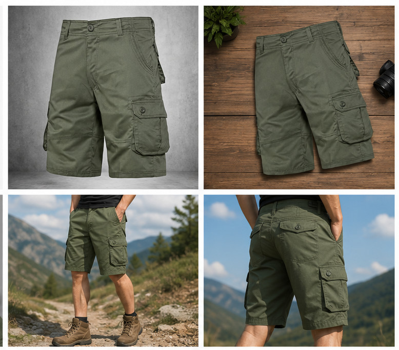 Men’s Tactical Cargo Shorts Army Green Multi Pocket Outdoor Hiking Work Shorts