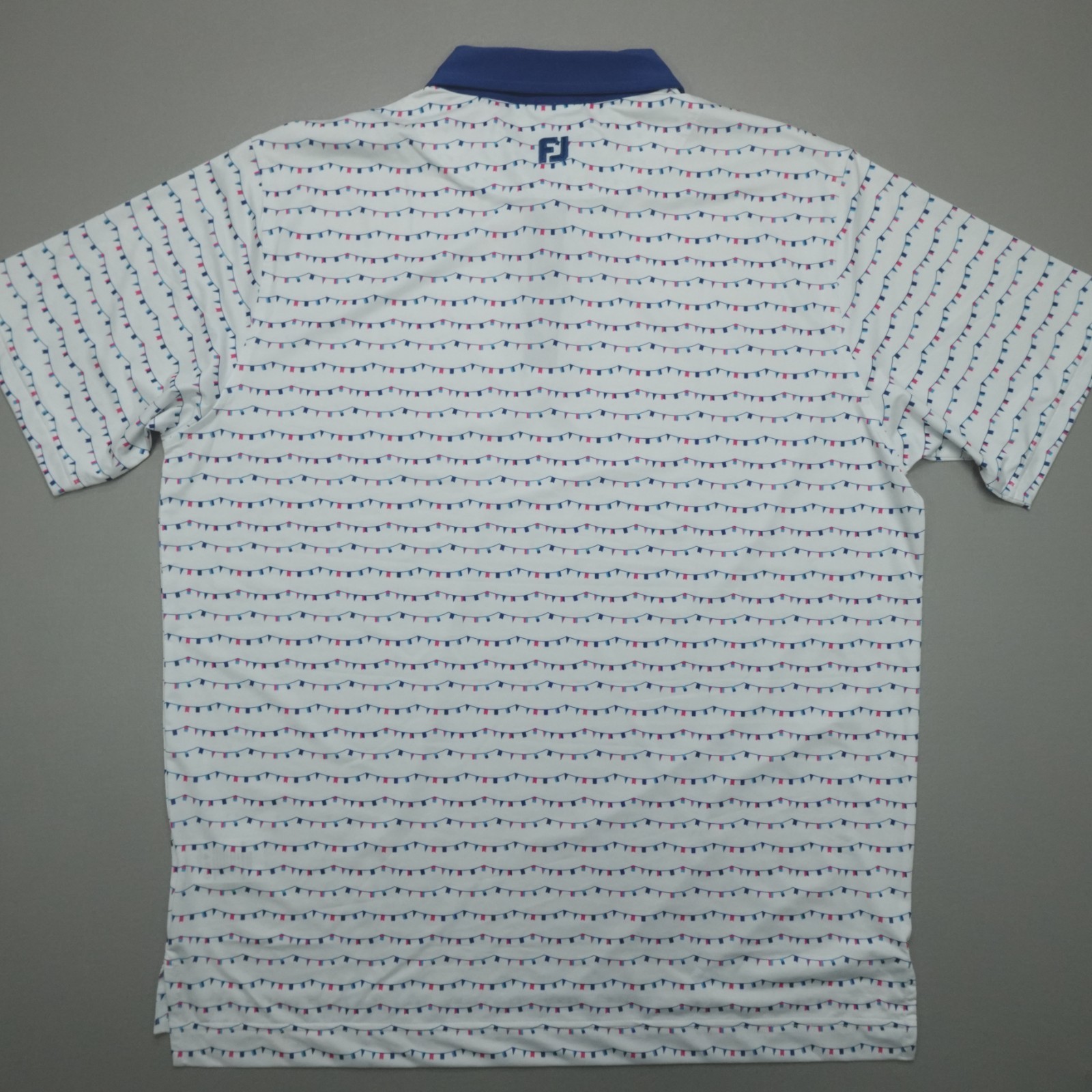 FootJoy Flag Banner Print Lisle Polo Shirt SS Men’s Size XL Relaxed Fit White