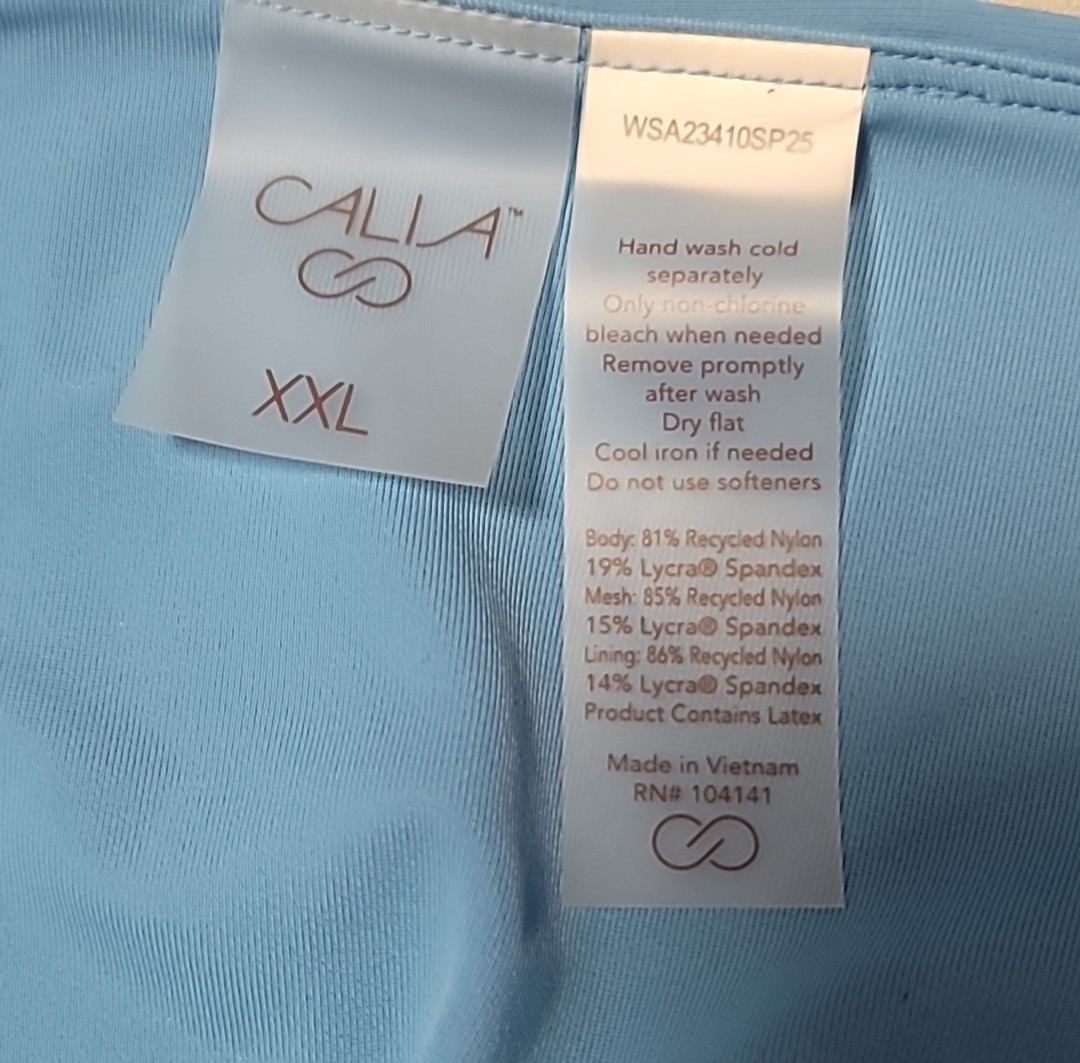 Nwt Calia Women’s XXL Swim Ruched Side Tie Tranquil BLUE Bottoms WSA23410SP25