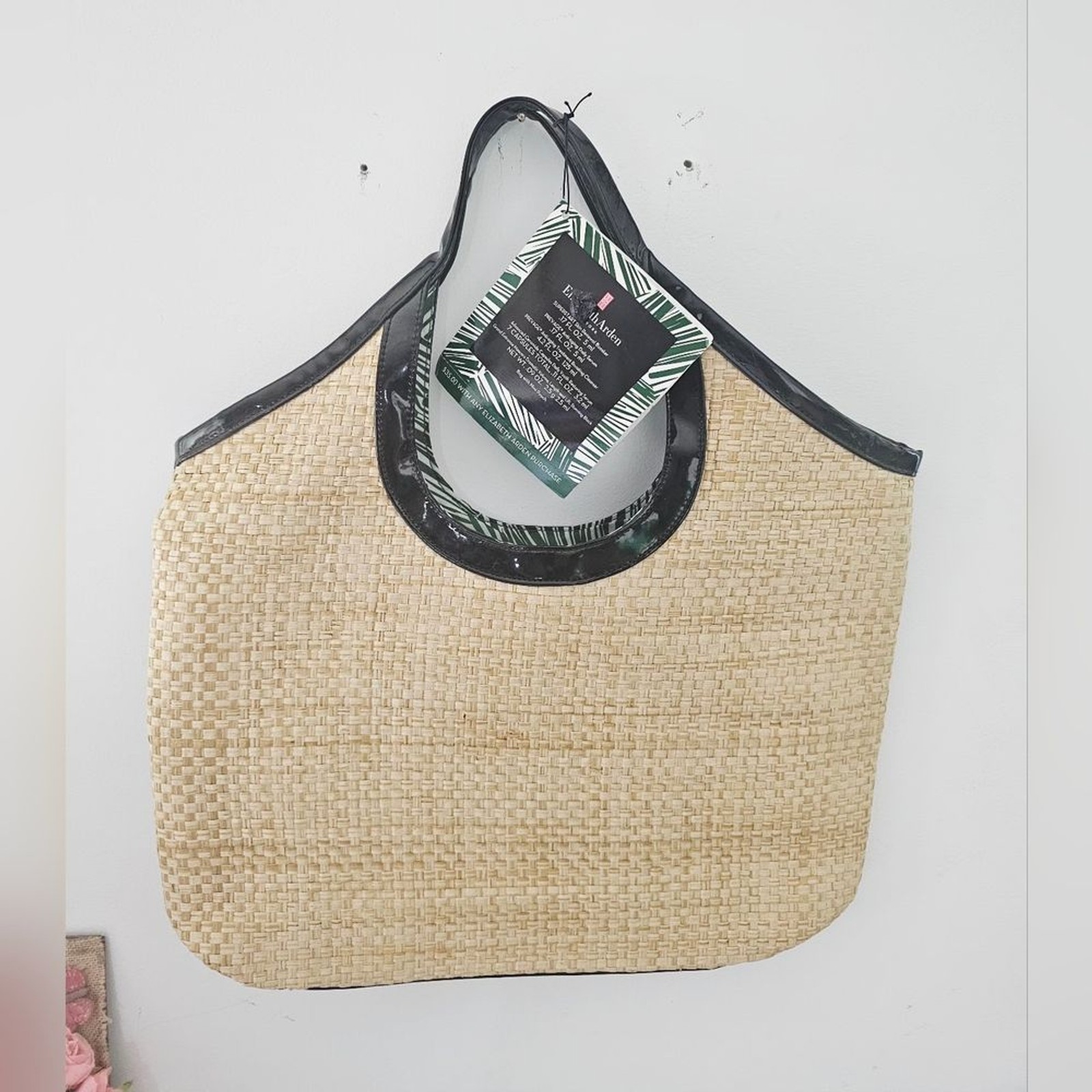 NWT Estee Lauder Woven Straw Tote Bag with Black Trim – Women Bags