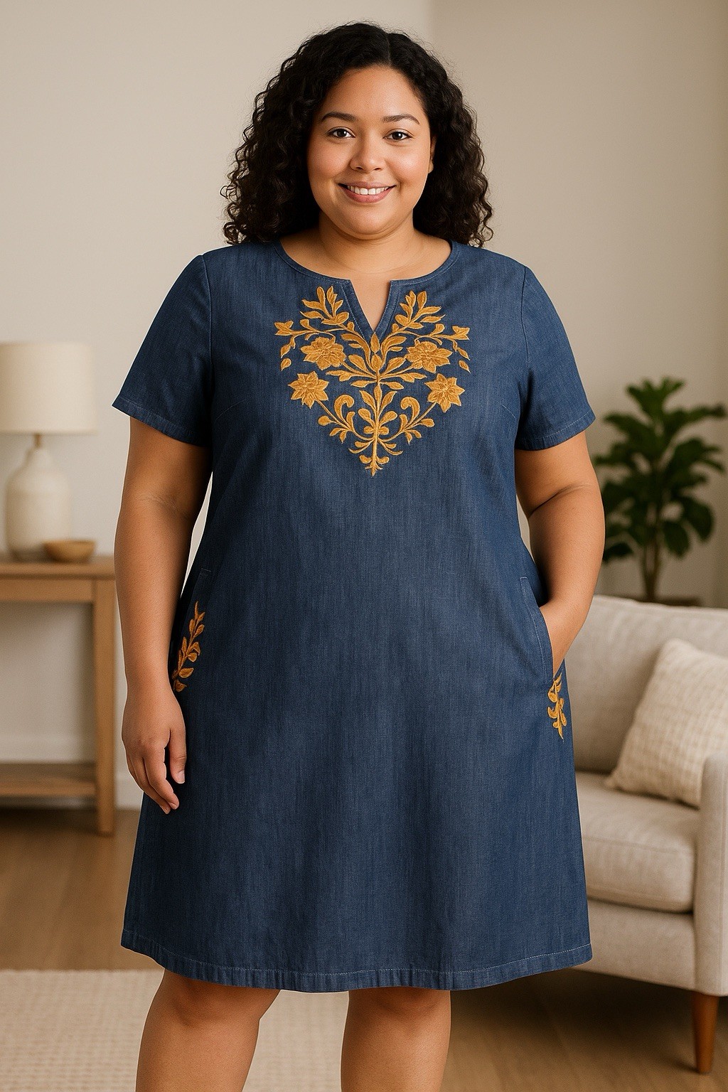 Wayward Fancies eShakti Embroidered Dress Size 18W -1X 100% Cotton #53