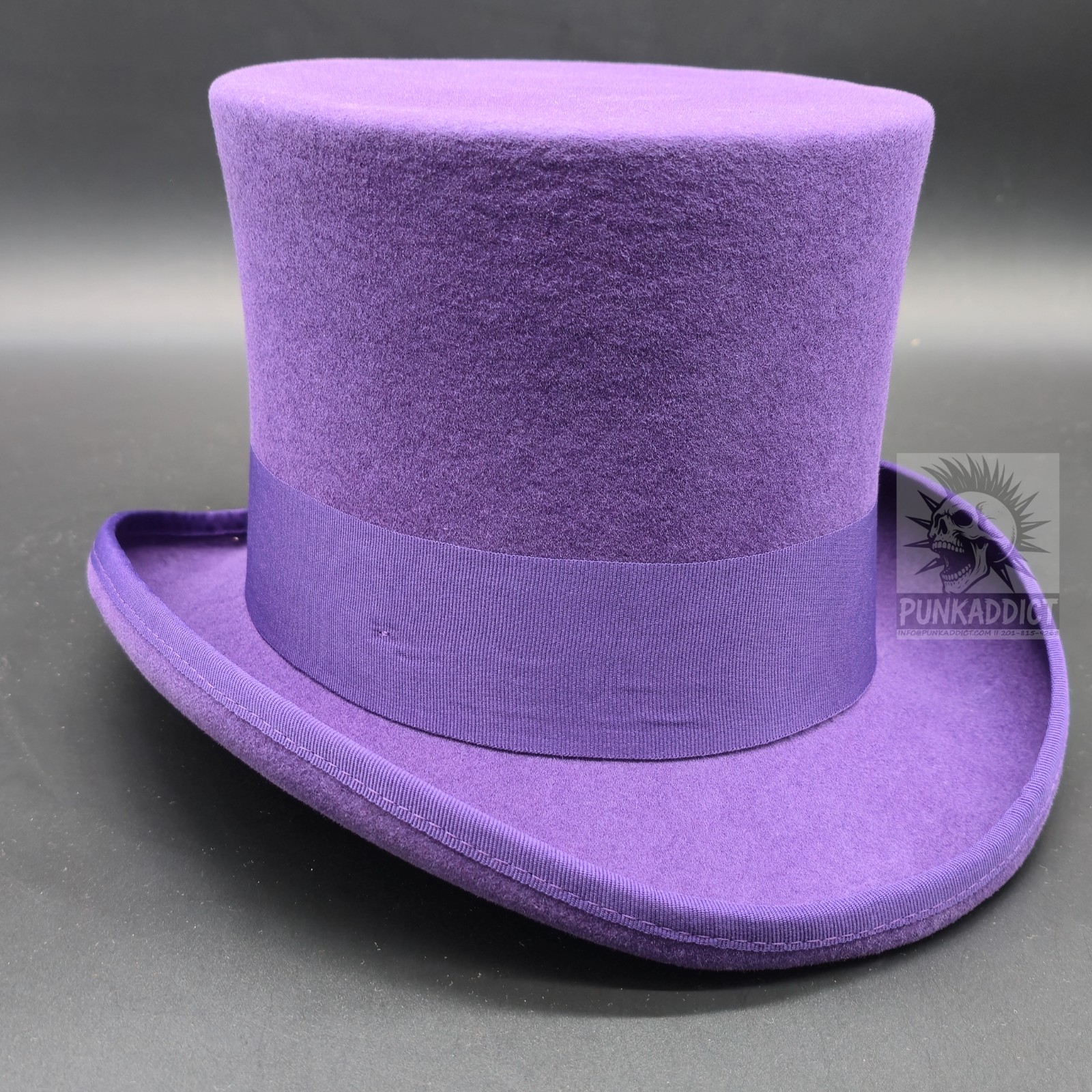 Black Top Hat Wool Felt Victorian Slash Mad Hatter Steampunk Rock Star USA