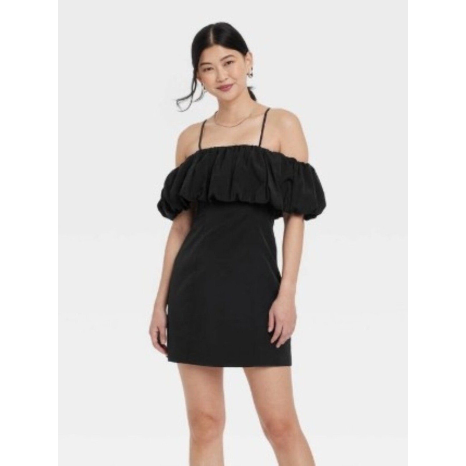 a new day Black One-Shoulder Ruffle Dress Size 14