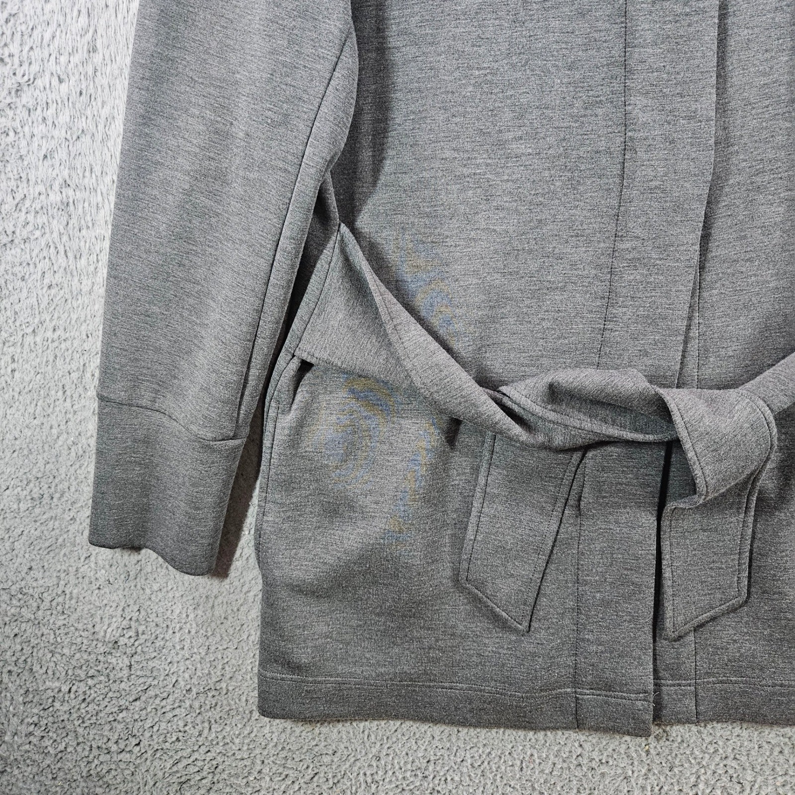 Varley Anset Jacket Grey Lightweight Doubleface Belted Snap Front Womens Large