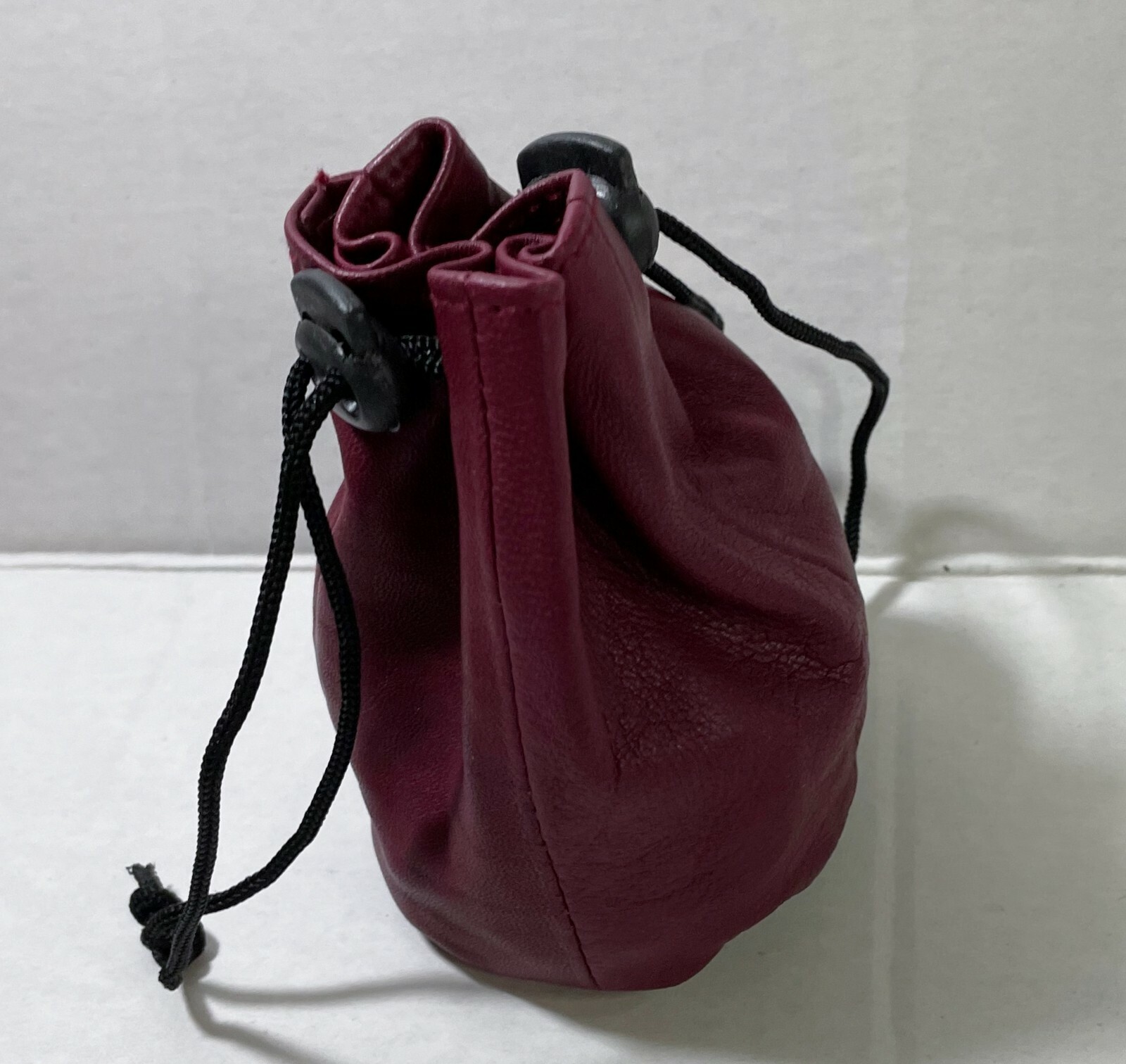 Soft Leather Drawstring Pouch with spring locks Coin Purse wrist pouch Brand New