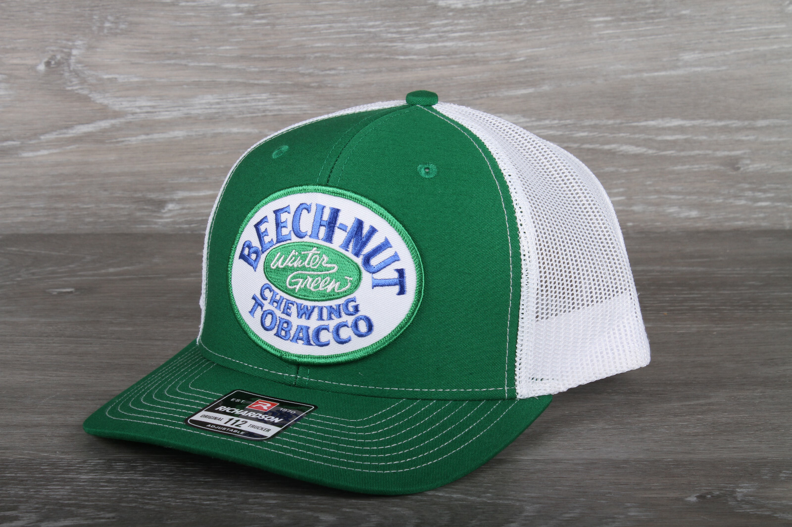 Beech-Nut Chewing Tobacco Wintergreen Patch on a Richardson 112 Trucker Hat