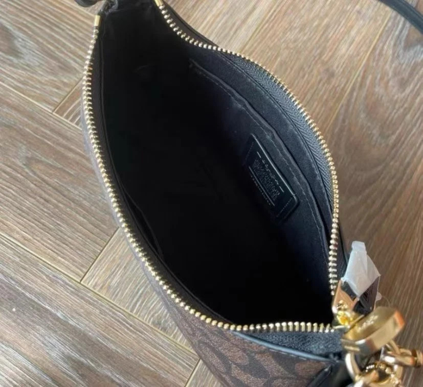 NWT COACH CA548 Teri Shoulder Bag In Signature Canvas Gold/Black Free Shipping