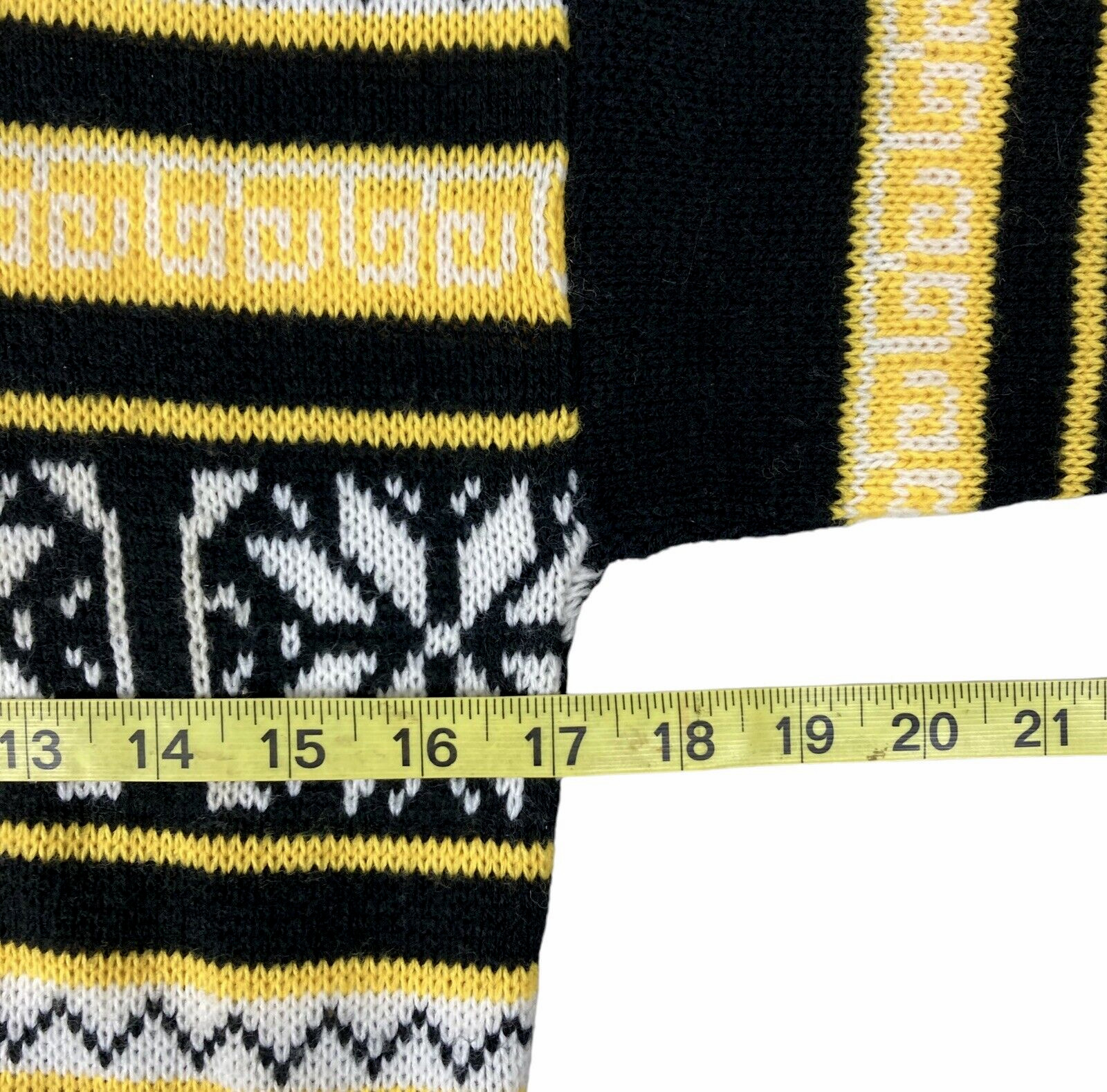 Vtg World Trade Knits Fair Isle Sweater Mock Neck Women’s S Acrylic Yellow Black