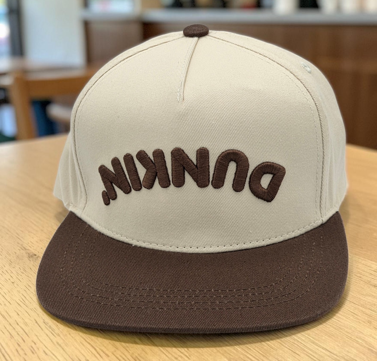 Dunkin Donuts Est 1950 Upside Down Logo Snapback 2-Tone OSFM Hat Cap NEW NWOT