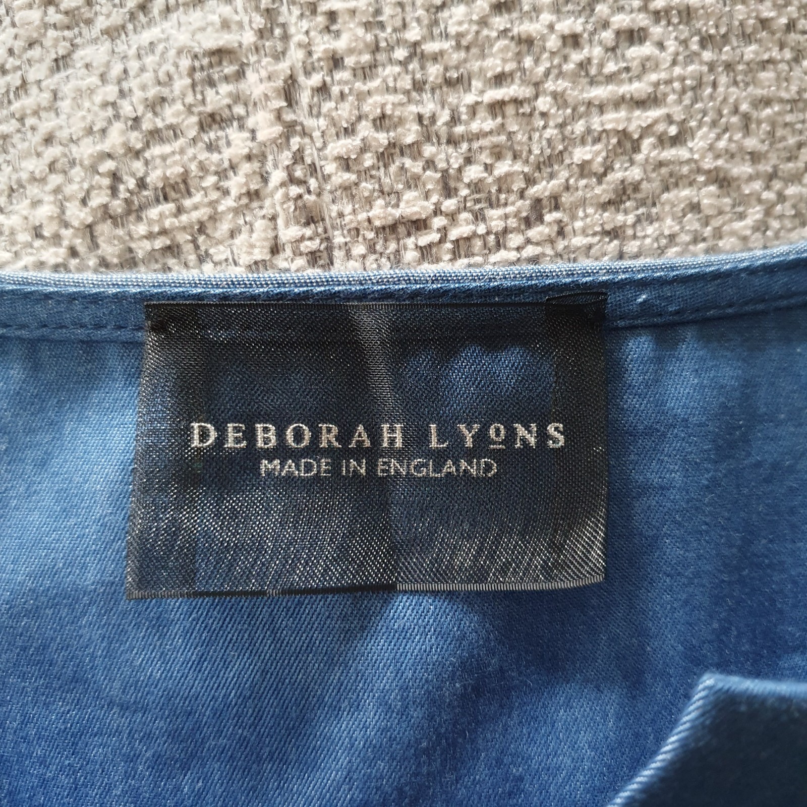 Deborah Lyons Tunic Shirt Blue Long Sleeves Size 10 Cotton Made In England