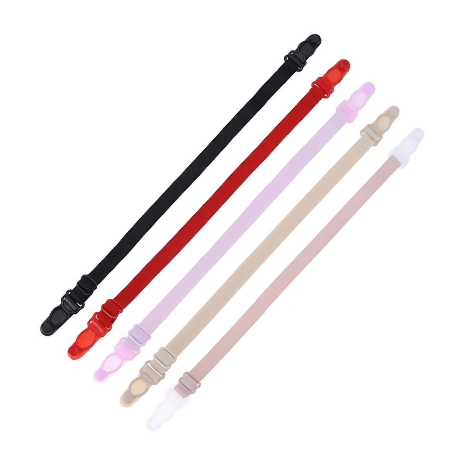 5pcs Women Elastic Band Non-Slip Adjustable Bra Straps Holder with Clip E