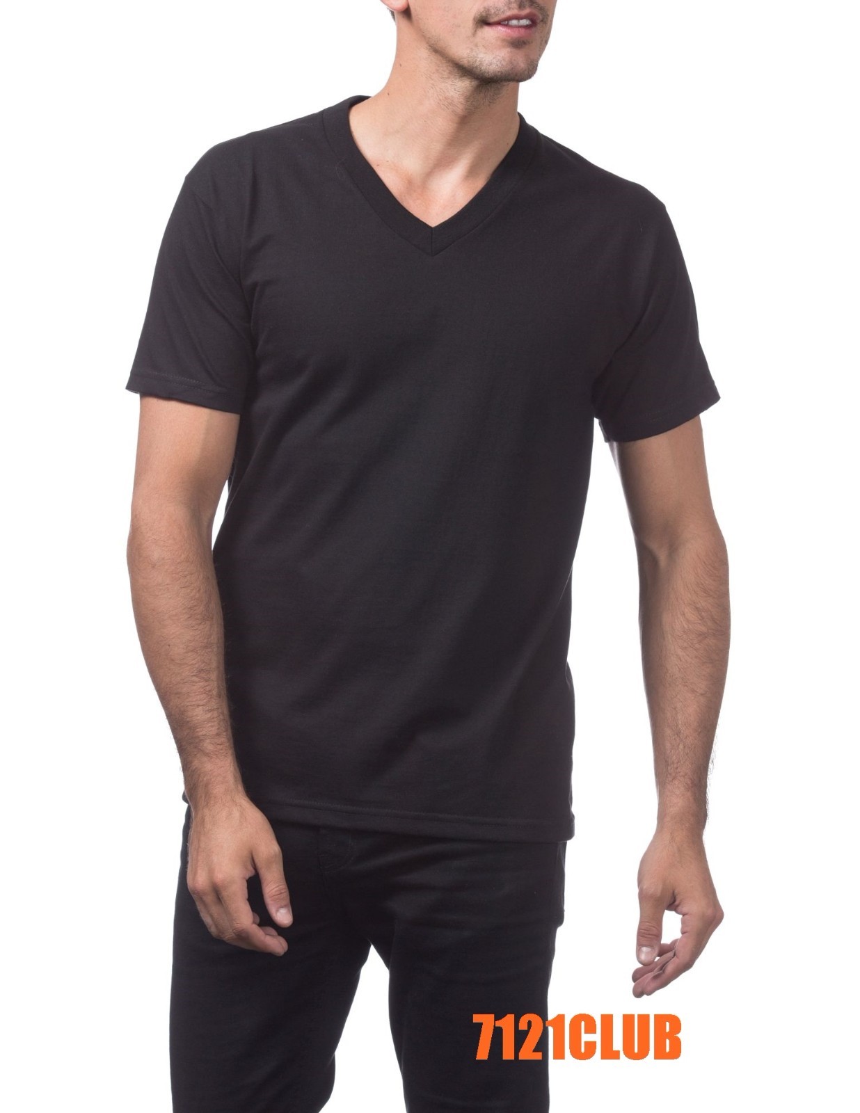 PRO CLUB MENS HEAVYWEIGHT V NECK T SHIRT PROCLUB SHORT SLEEVE BLACK BIG AND TALL
