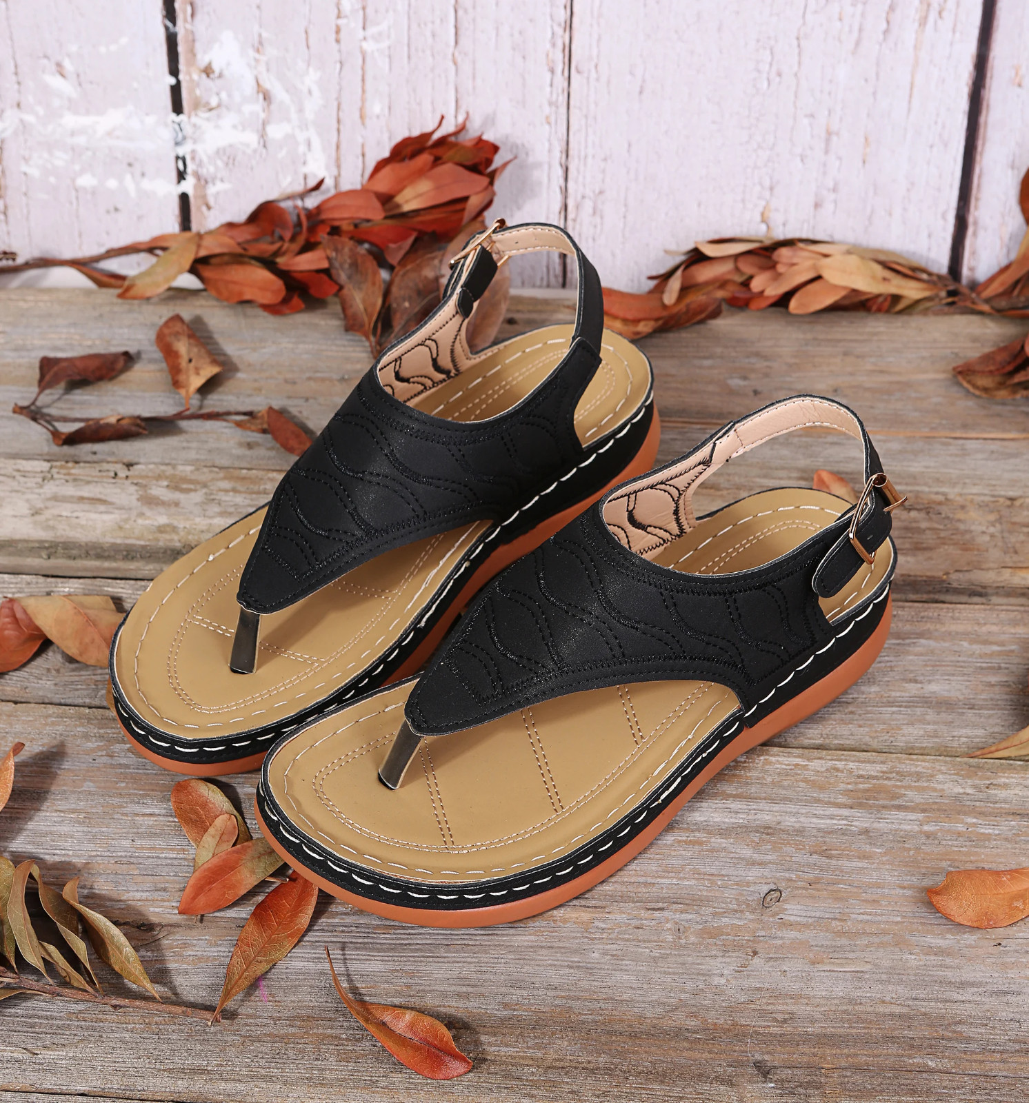 Low-Wedge Women Orthopedic Sandals Casual Flat Shoes Flip Flops Ladies Anti-Slip