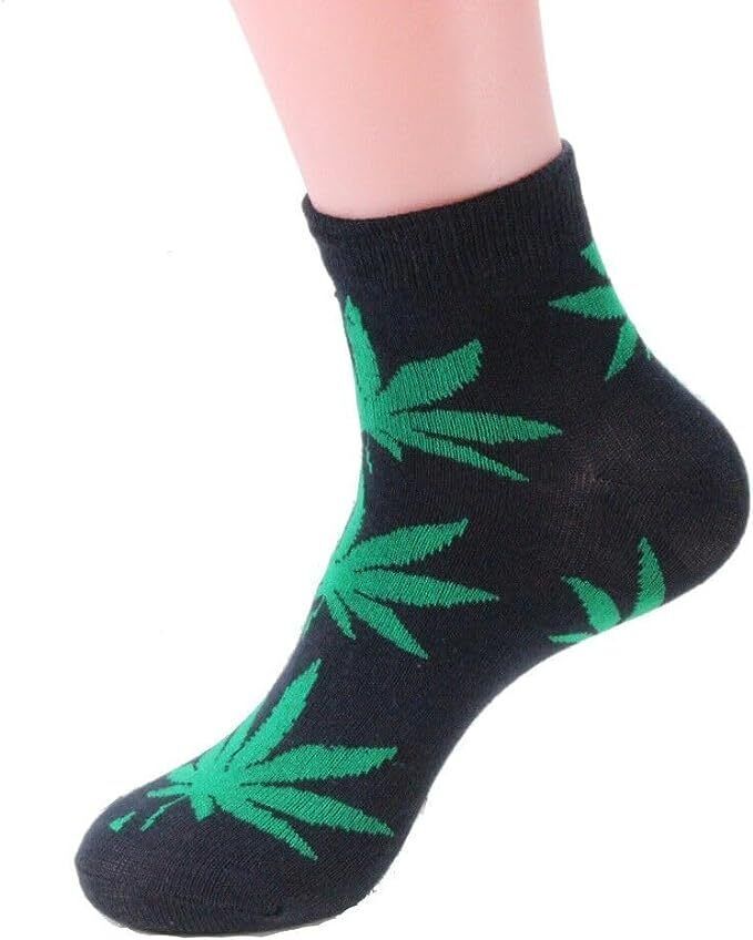 12 Pairs Mens Ankle/Quarter Crew Weed Leaf Socks Cotton Low Cut Socks 9-11,10-13