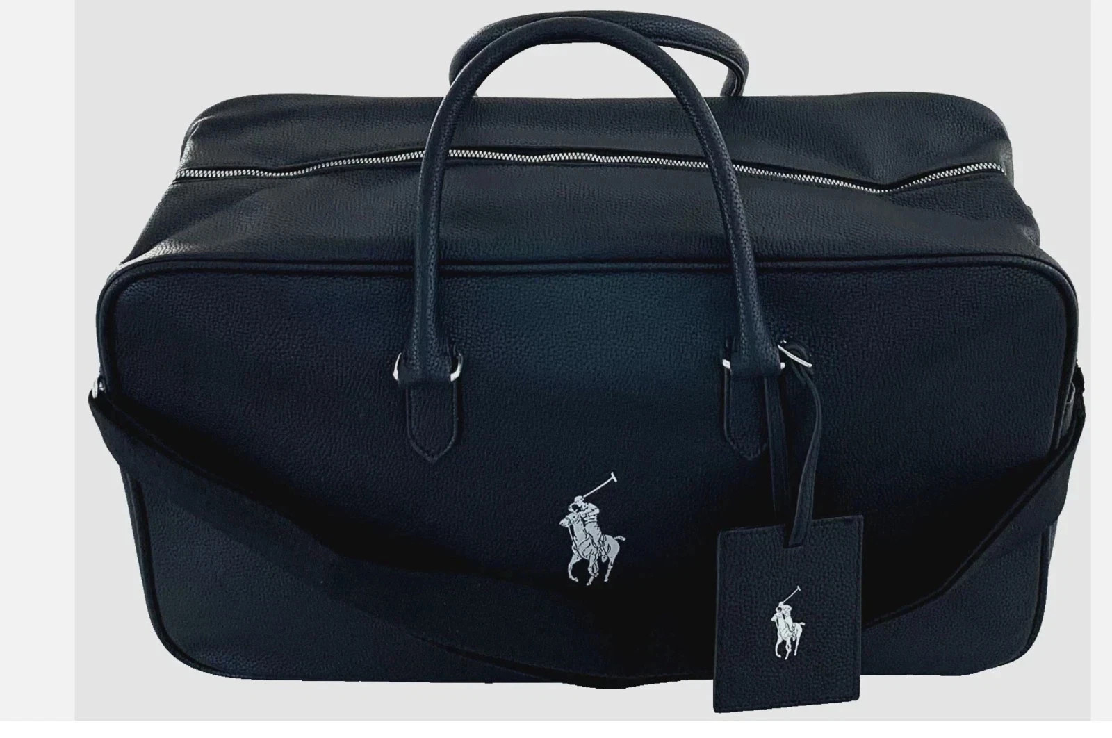 Ralph Lauren Fragrances Duffle Black Faux Leather Travel Shoulder Gym Bag –