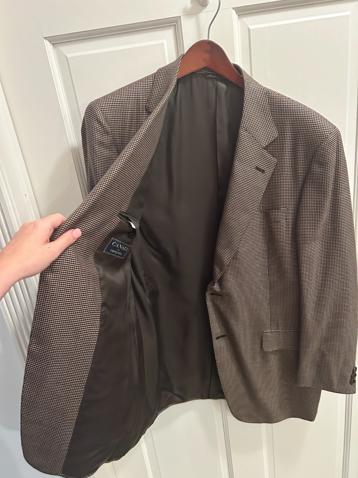 Men’s Canali 2 Button Sports Coat Size 40R in Brown Hounds Tooth