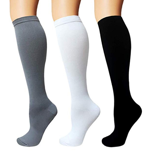 (5 Pairs)15-20mmHg Graduated Compression Support Socks Knee High Men Women S-XXL