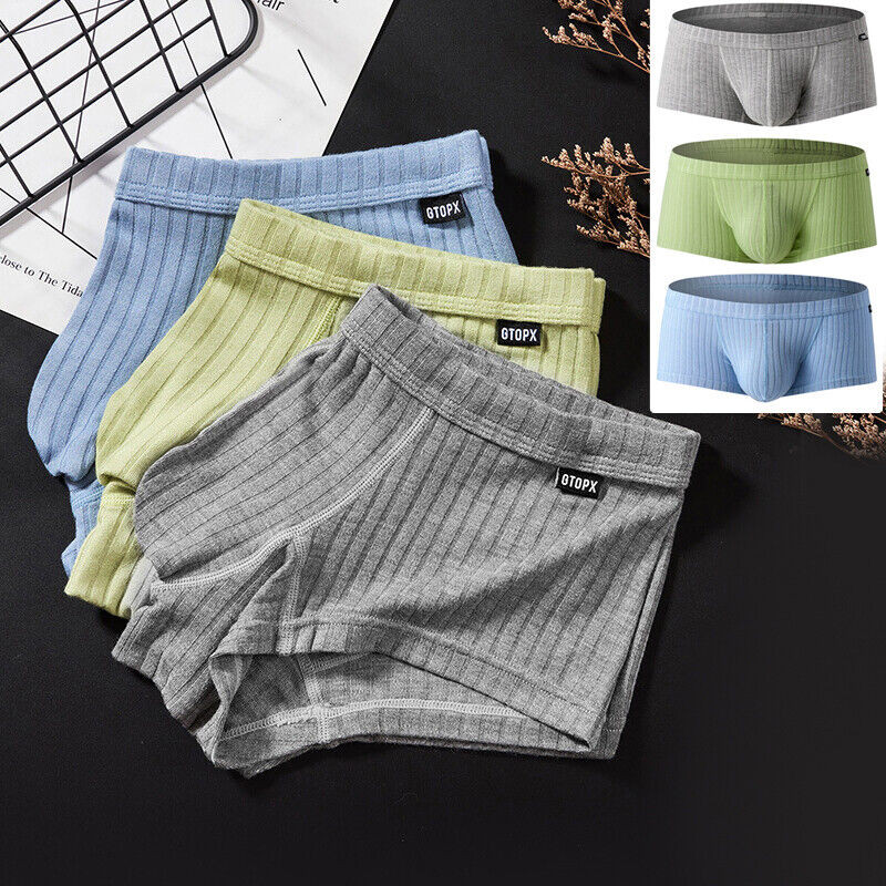 Men’s Sexy Underwear Low waist Briefs U Pouch Boxers Striped Shorts Underpants