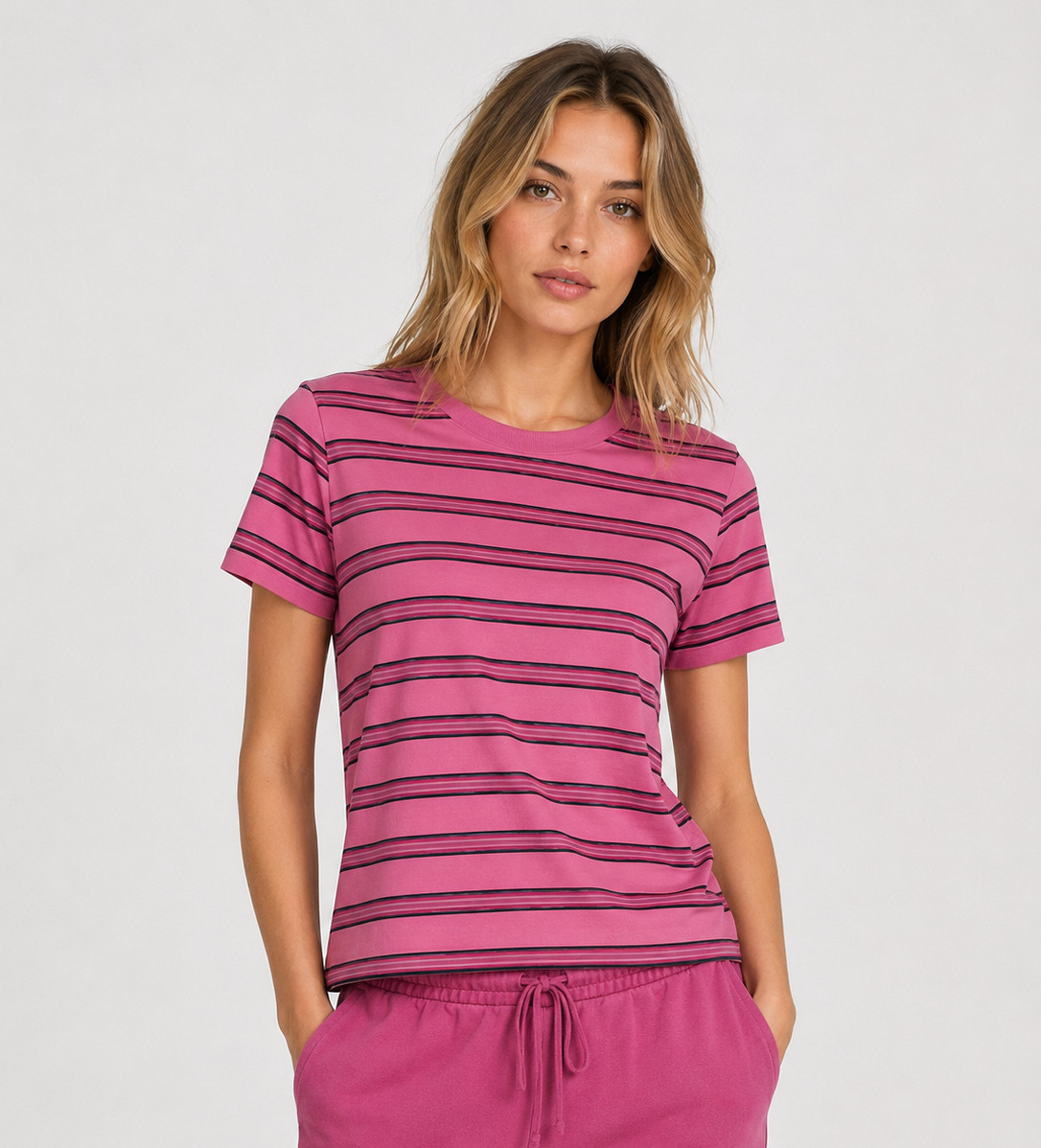 NWT Victoria’s Secret PINK Dreamer Cotton Tee Strips Pink Size XS