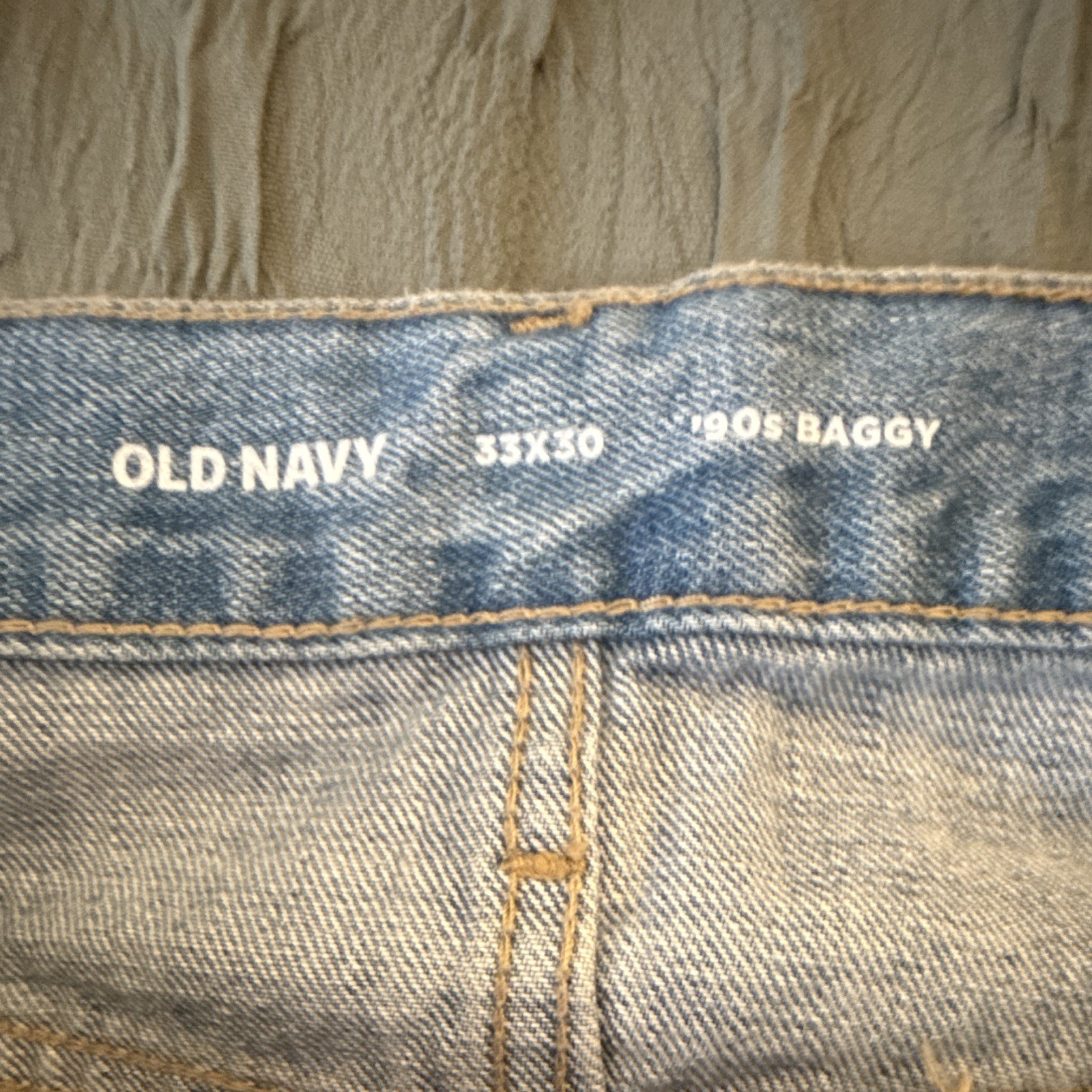 Old Navy ’90s Baggy Straight Light Wash Blue Denim Jeans Mid Rise Button Zip NWT