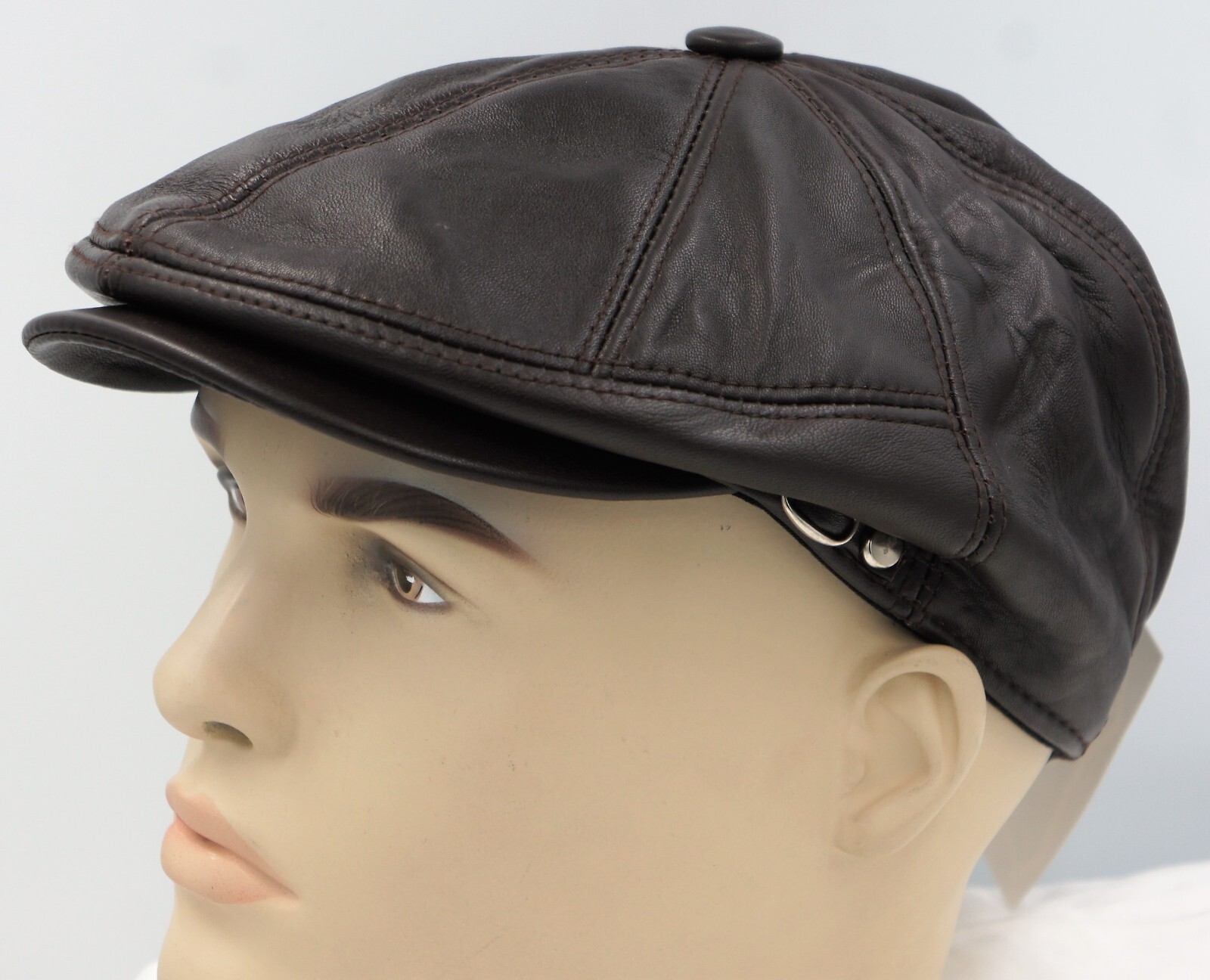 NWT 100% LEATHER Men Gatsby Cap Newsboy Ivy Hat Golf Driving Flat Cabbie S-3XL