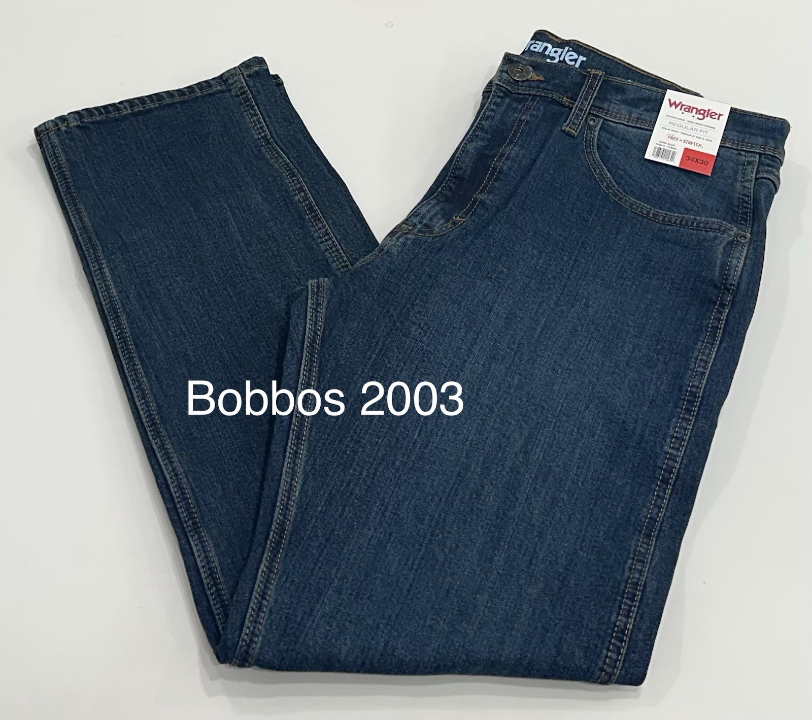 Wrangler Men’s Regular Fit Regular at Seat & Thigh Pants, Dark Blue, Size 34X30