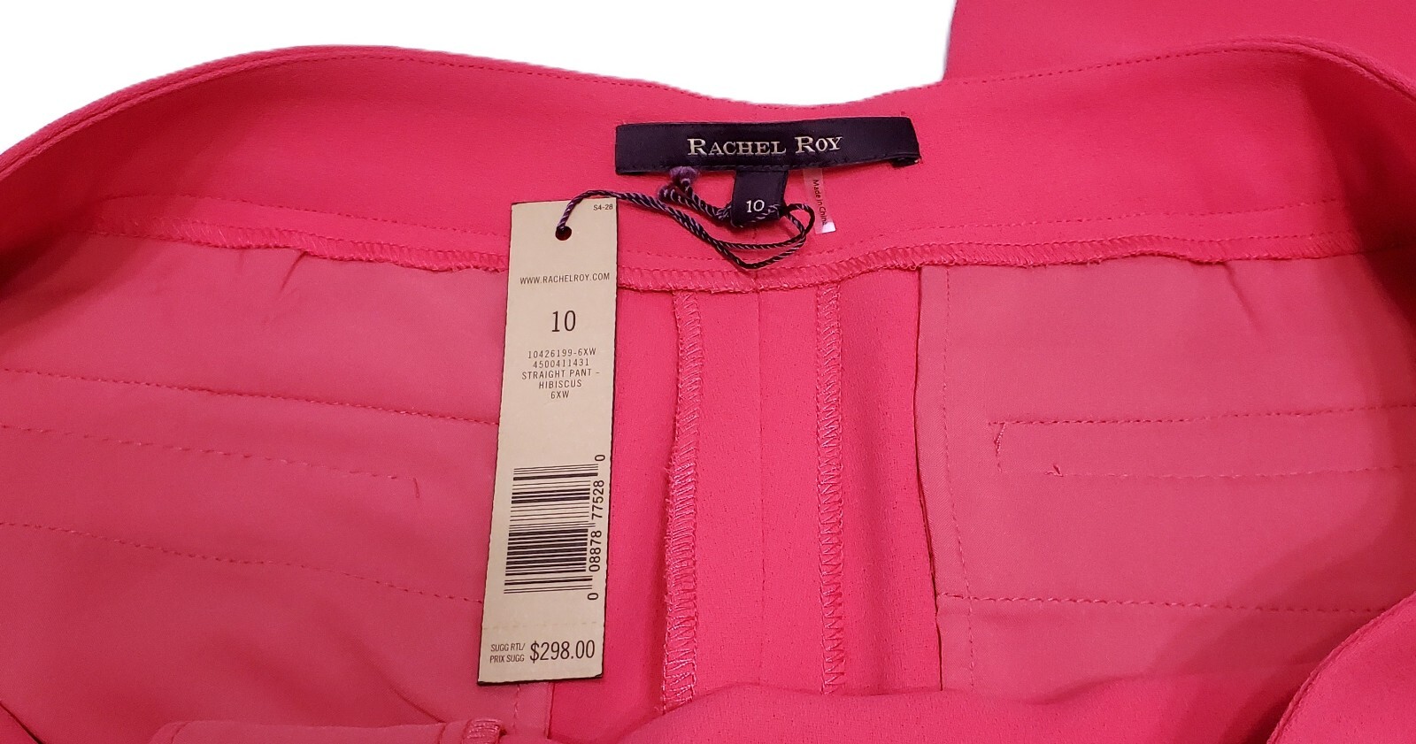 Rachel Roy Bold Pink Career Dress Pants Straight Leg High Rise Sz 10 NWT $298