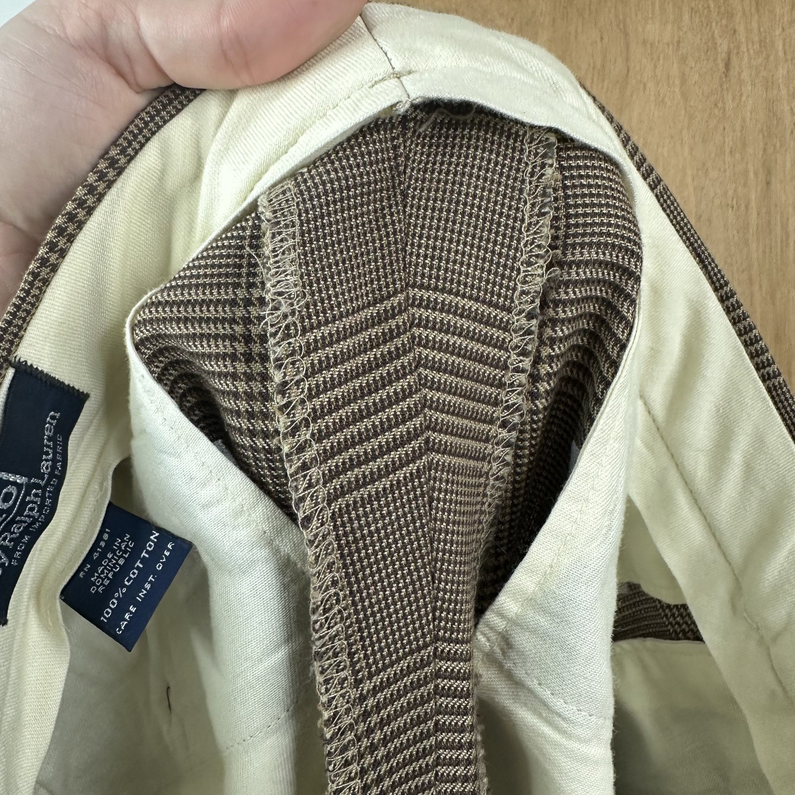 vtg Polo Ralph Lauren Pants Mens 32×30 Brown Prince of Wales Check Cotton Pleat