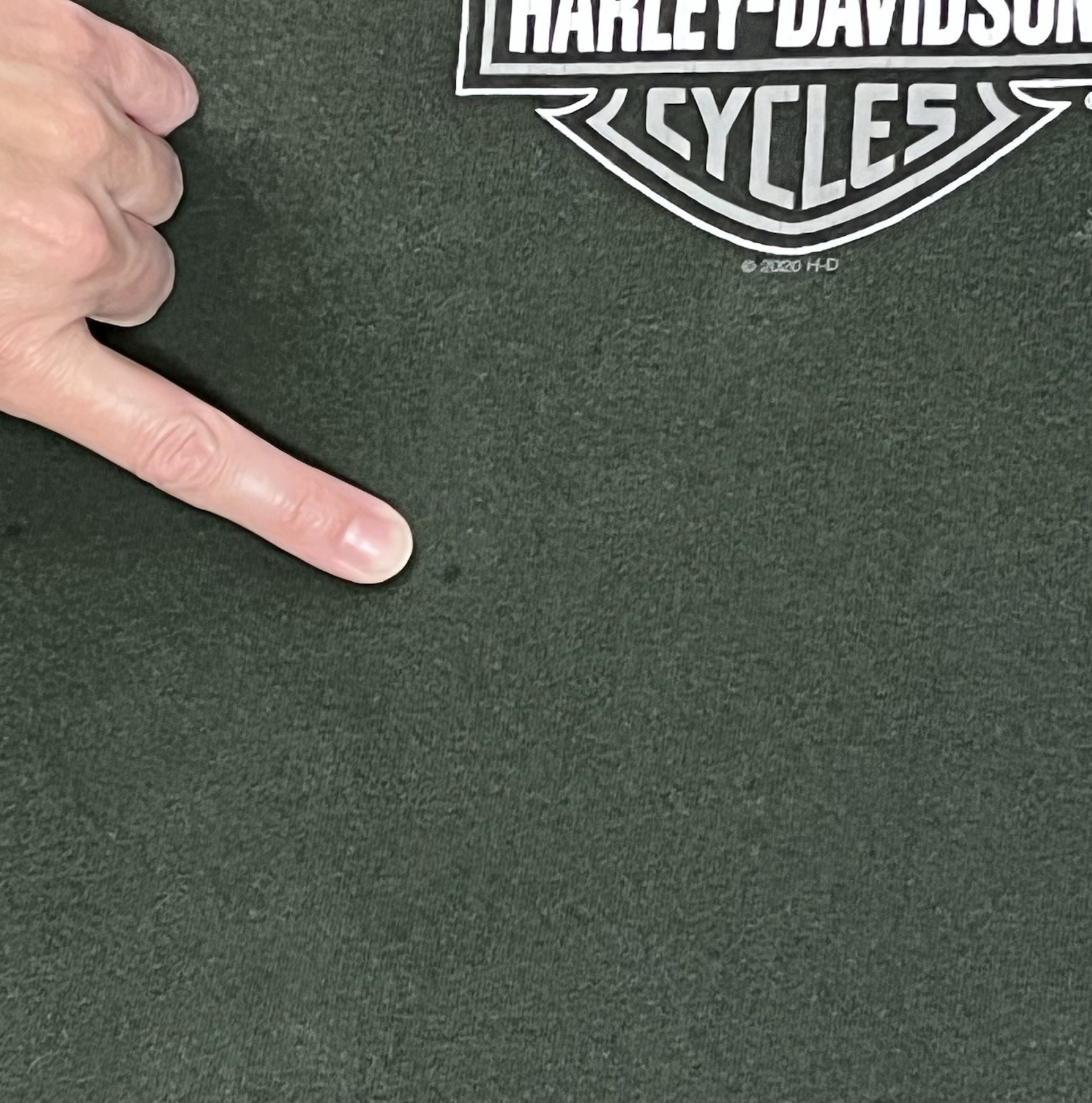HARLEY-DAVIDSON Blue Ridge Hickory NC Green Long-Sleeve T-Shirt Men’s 2XL HOLES