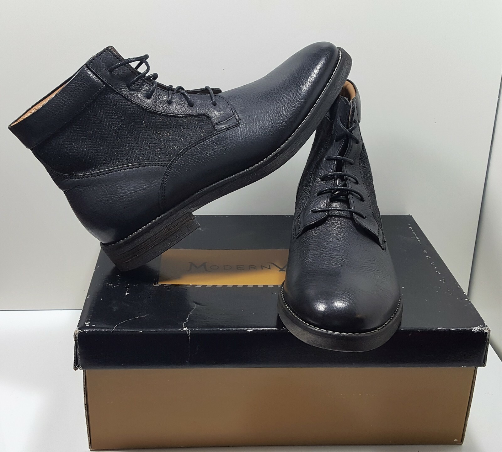 Modern Vintage Casual Black Leather Lace Up Ankle Chukka Boots Mens 10.5 $325