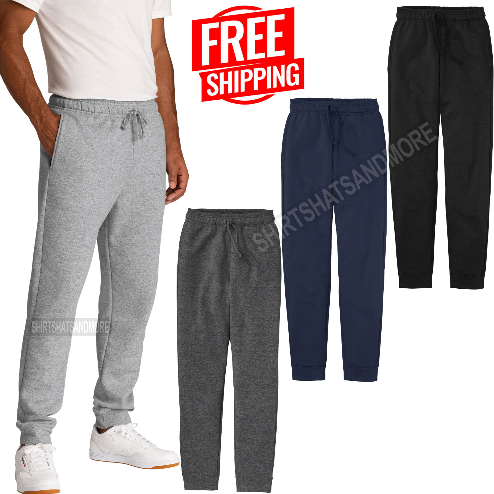 Mens Fleece Jogger Blended Sweatpants S, M, L, XL, 2XL, 3XL, 4XL NEW!