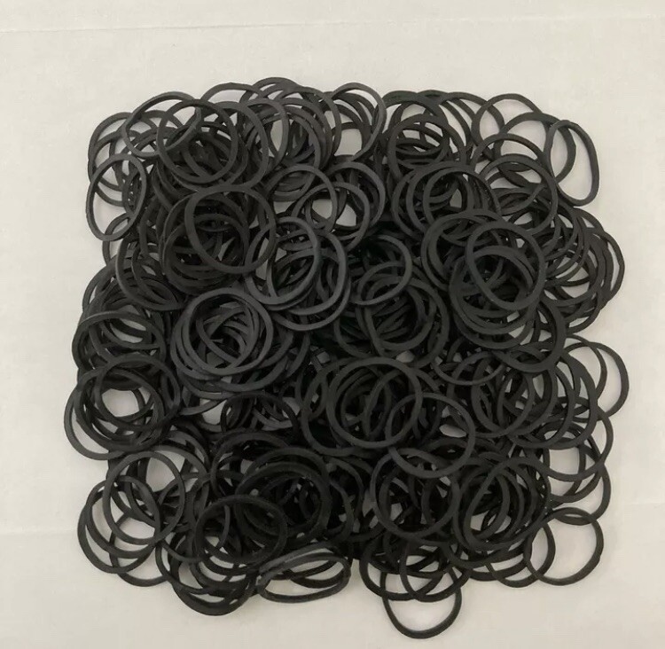 1 Pack of 250 PCS SMALL BLACK RUBBER BANDS