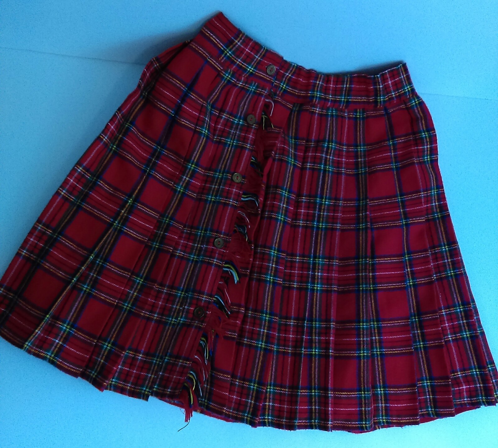 Tartan Sport Kilt Fringed Front Plaid Wool Blend Girls