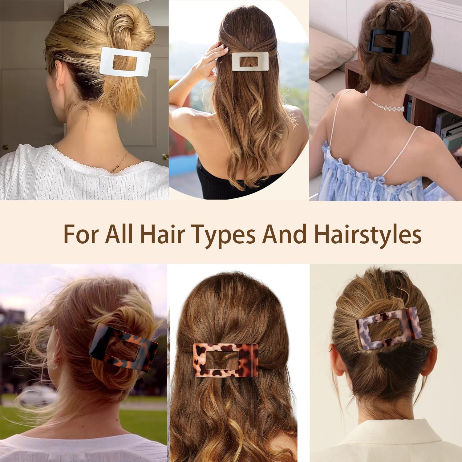 4 Pack Flat Hair Clips for Women, Large 1 Count (Pack of 4), Matte Grey