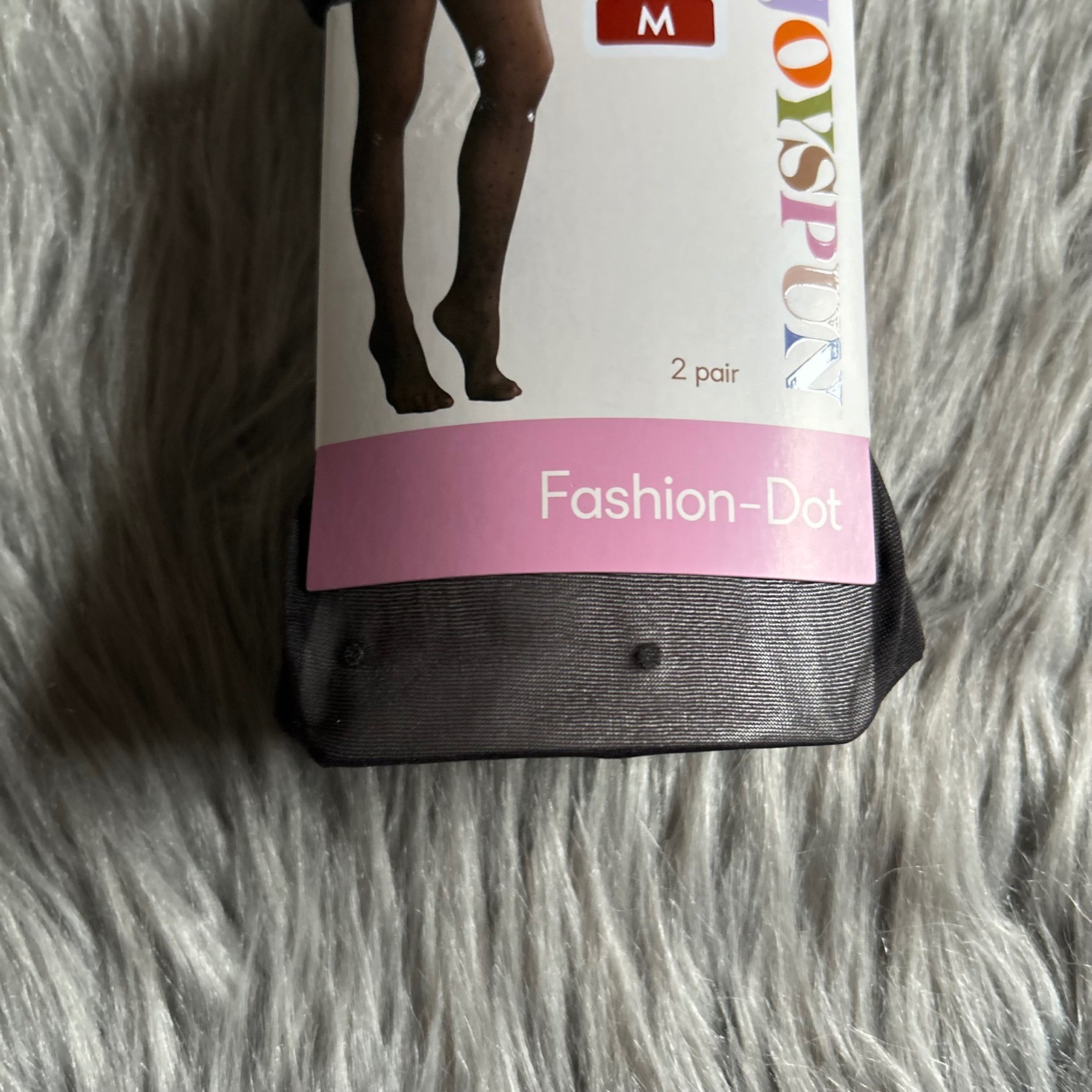 Joyspun High Waist Opaque Tights Womens Size Medium Blue And Black Polka Dot