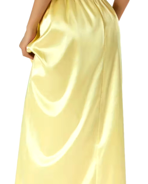 New Gorgeous Feminine Yellow Satin Lace Hem Long Half Slip Plus 2X NEW