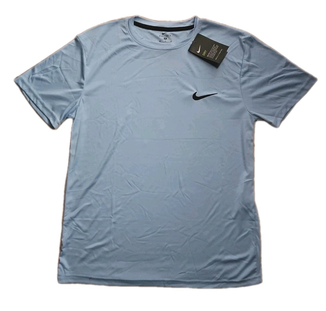 Nike Men’s T-Shirt Dri-Fit Crew Neck Sports Gym Football Shirt Top Tee Blue L.