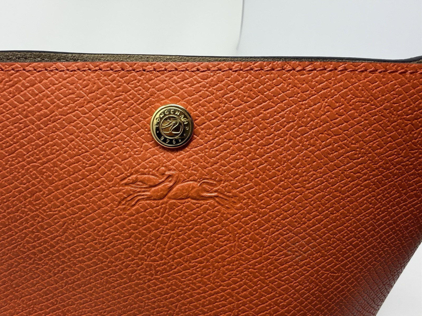 Longchamp Orange Leather Bucket Bag EUC!