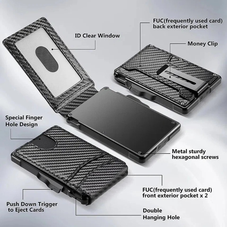 Slim RDIF Blocking Pop Up Wallet For Men, Bifold W/ Money Clip Minimalist