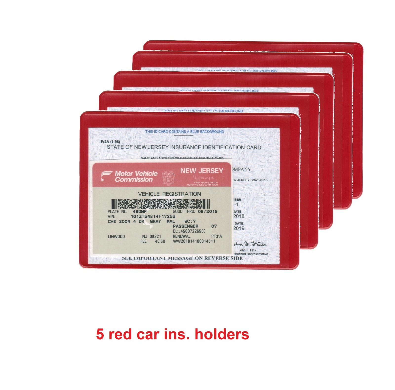 5 RED AUTO CAR TRUCK INSURANCE REGISTRATION ID CARD CASE WALLET HOLDERS