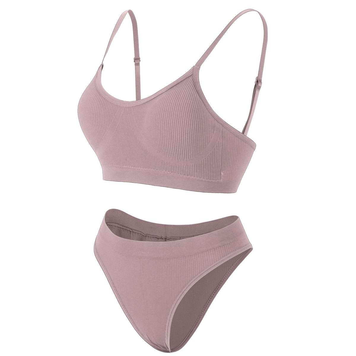 Women’s Push Up Bra And Panty Set Pull Over Bralette Underwear Sport Round Neck