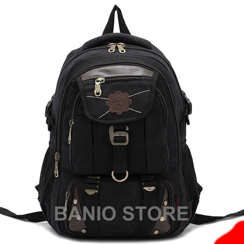 KAUKKO Men Canvas Backpack Rucksack Bag Camping Travel School Satchel Outdoor