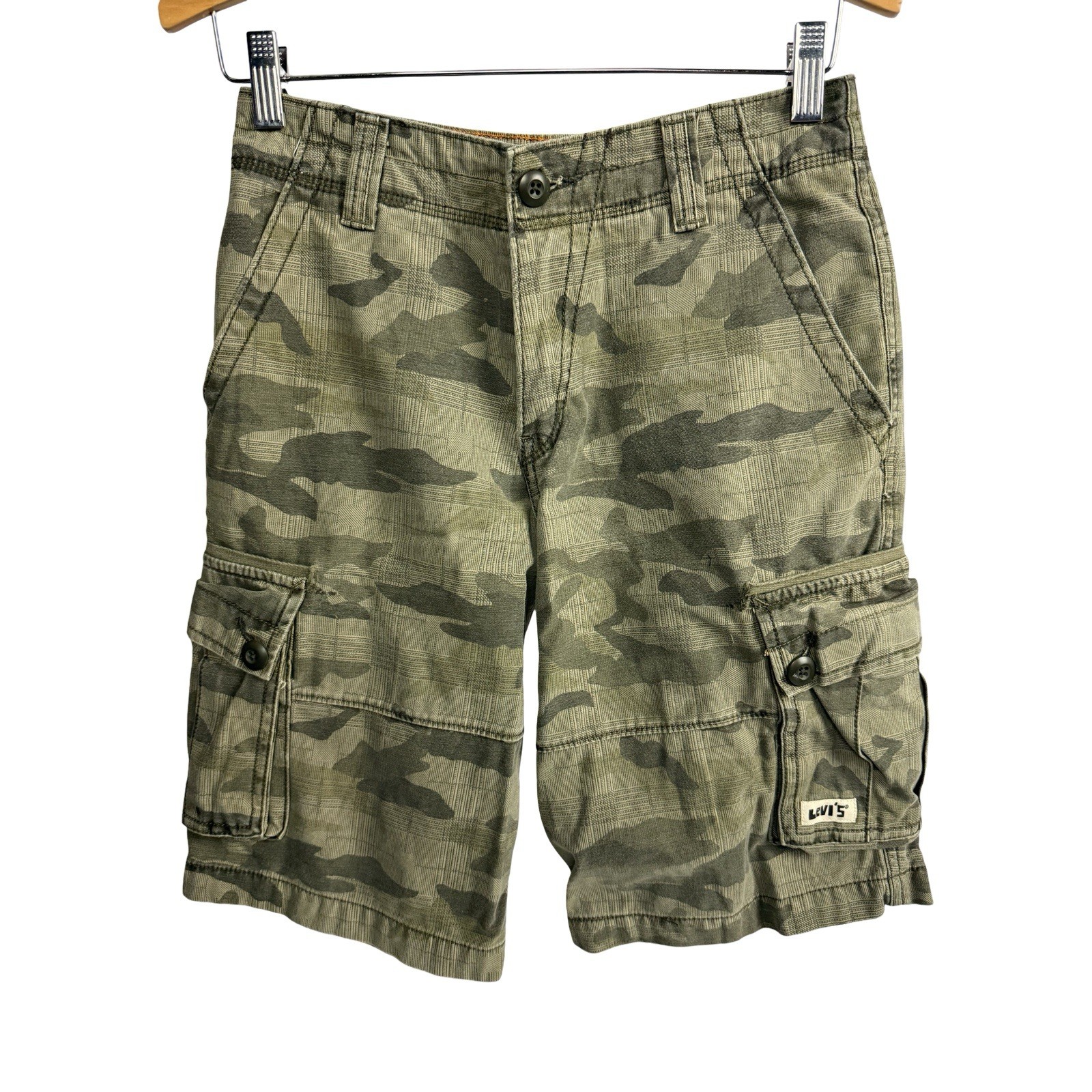 Levi’s Boys Camo Cargo Shorts Size 12 Regular Green Camouflage Youth Pockets