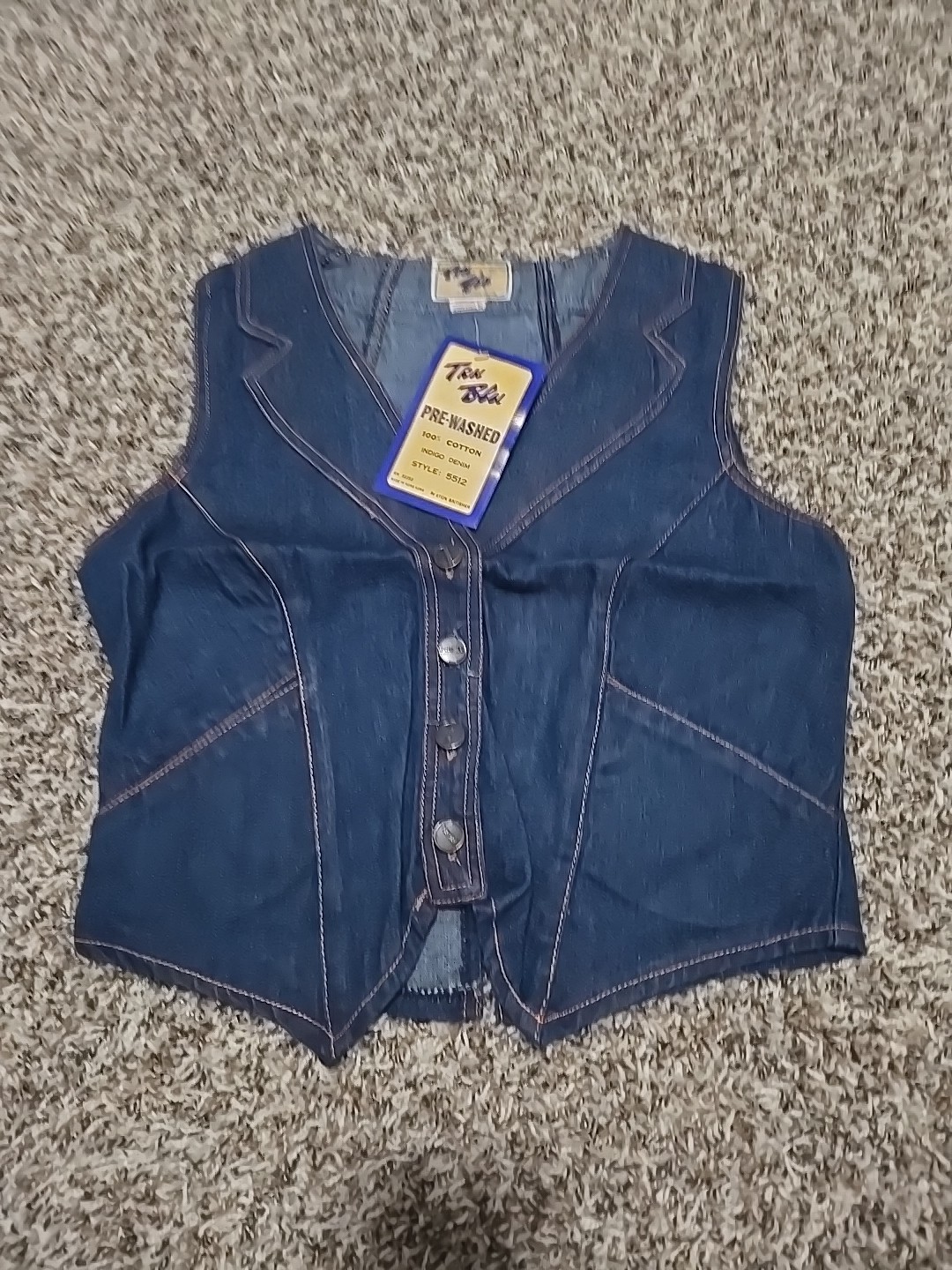 Womans Tru Blu Indigo Denim Vest 100% Cotton Size 10