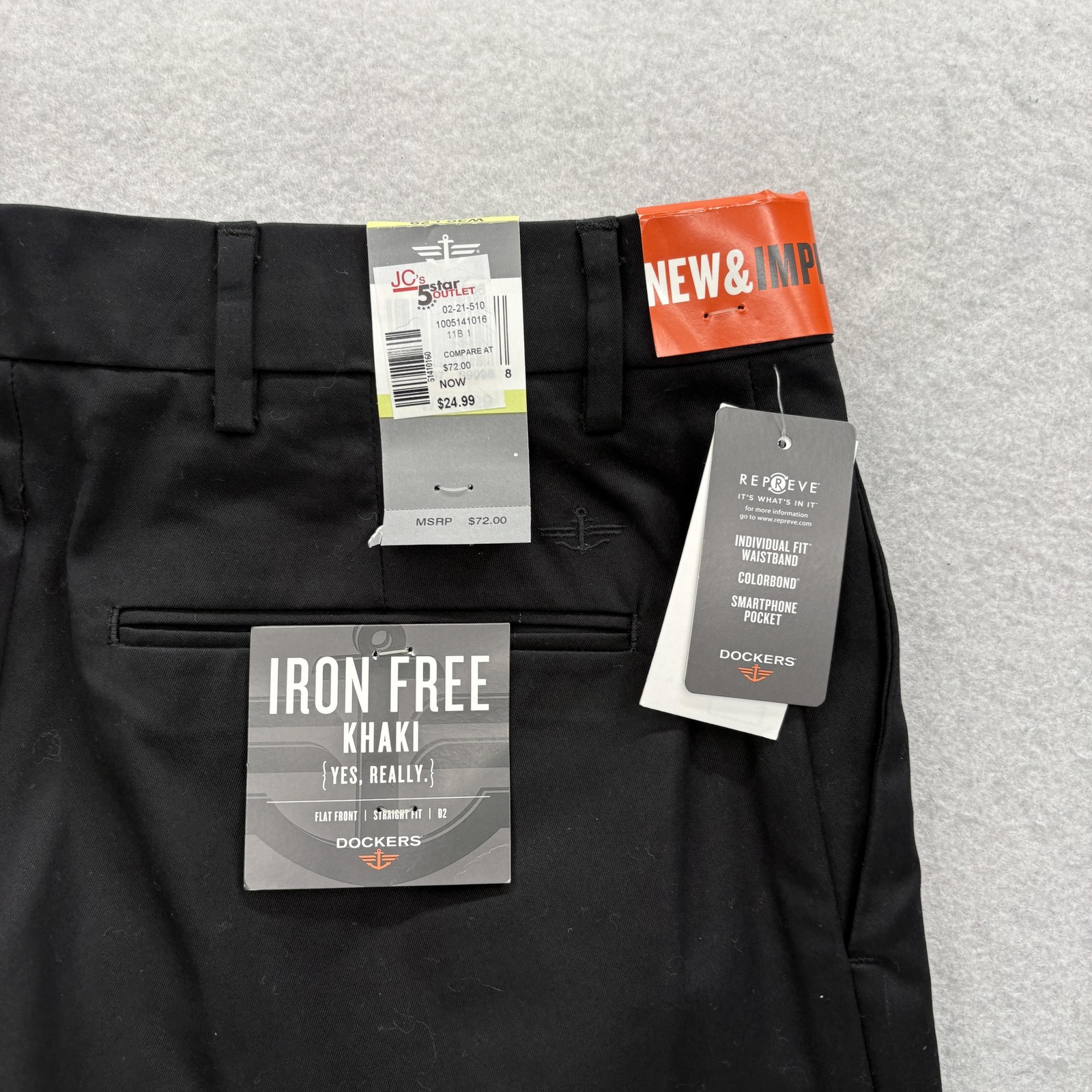 Dockers Iron Free Khaki Pants Mens 30×29 Black Straight Stretch Wrinkle Free NWT