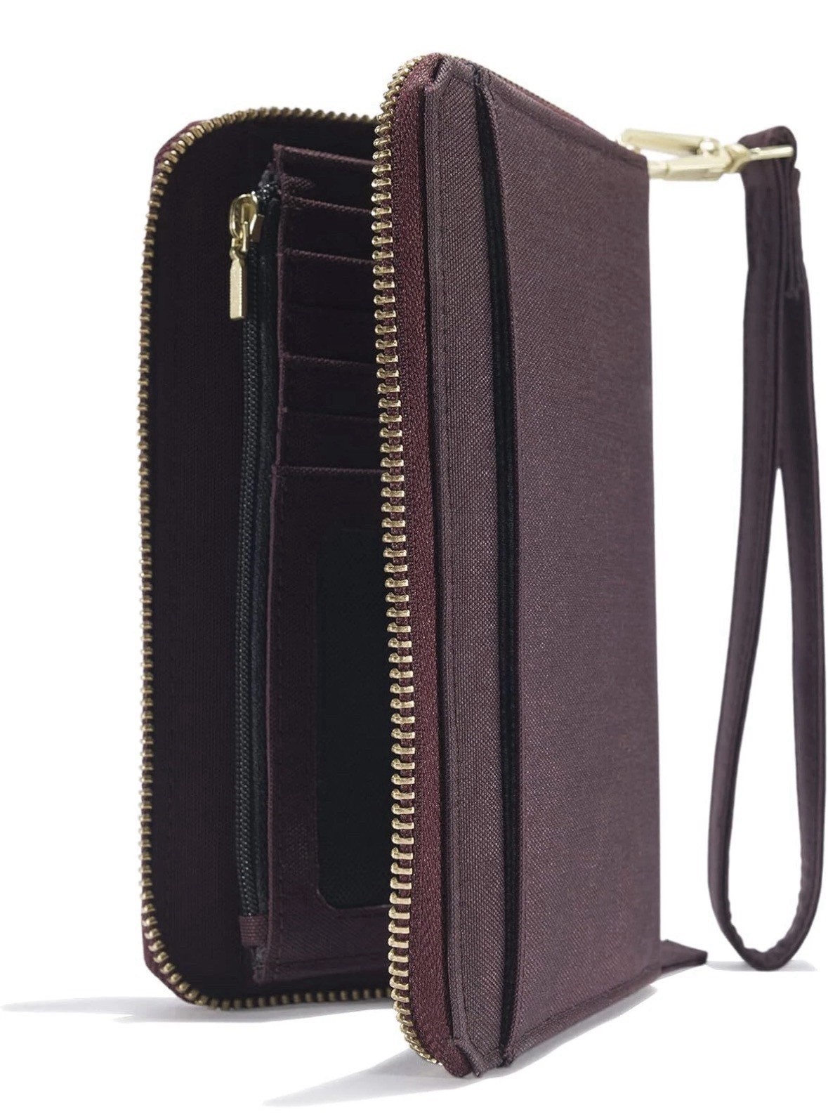 Carhartt Casual Canvas Wallet for Women Nylon Duck Lay-Flat Clutch Deep Wine