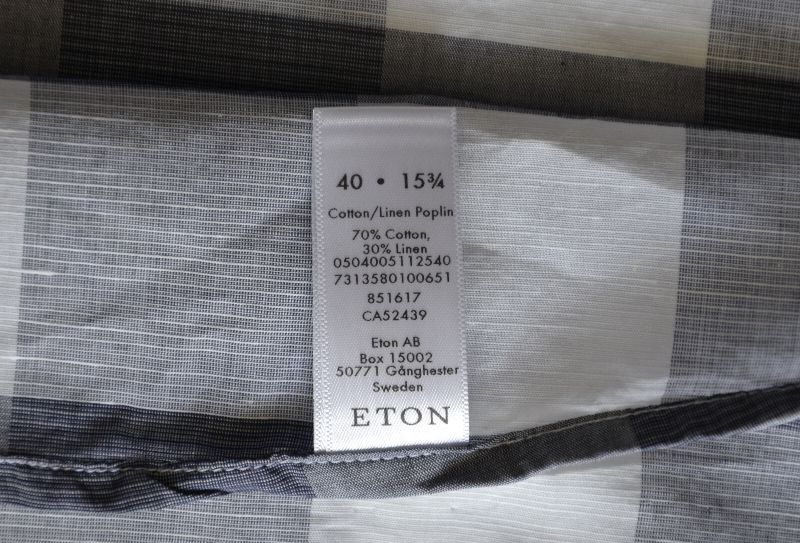 Eton Slim Poplin men’s shirt men’s summer shirt size 40/15 3/4″ cotton/linen
