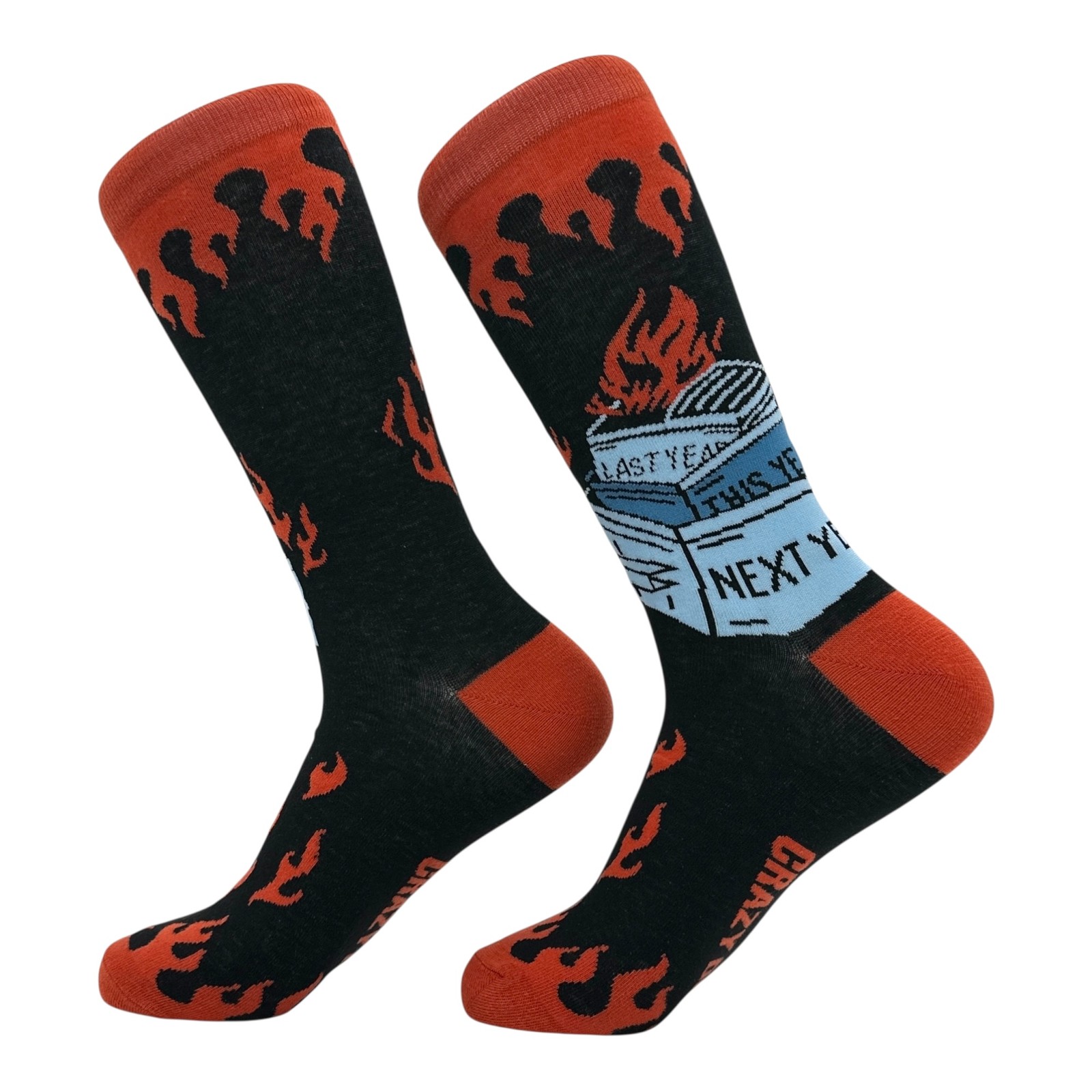 Dumpster Fire Socks Funny Sarcastic Graphic Novelty Footwear for Men