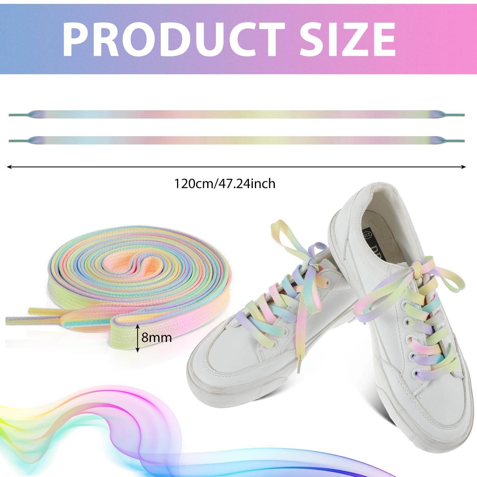 2 Pairs Shoelaces Colorful Shoe Laces for Sneakers Boots Roller Skates